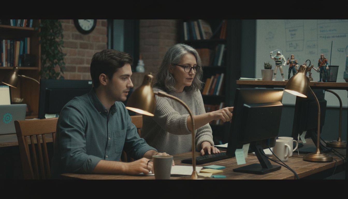 Senior tech writer mentoring a junior colleague