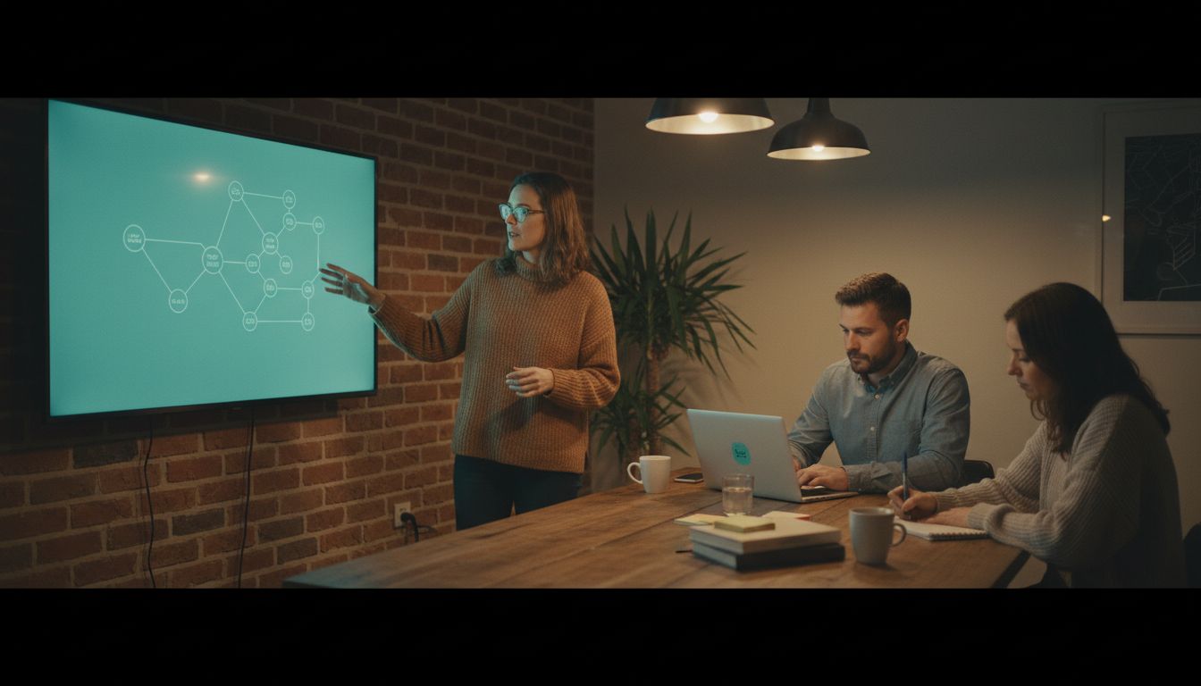 A solutions engineer walking customers through the platform