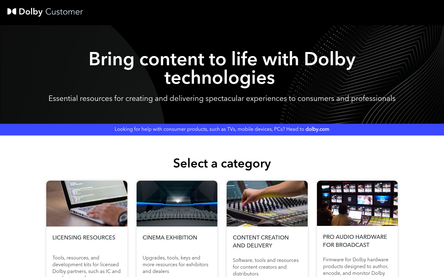 Dolby Professional portal built on DiscoverCX